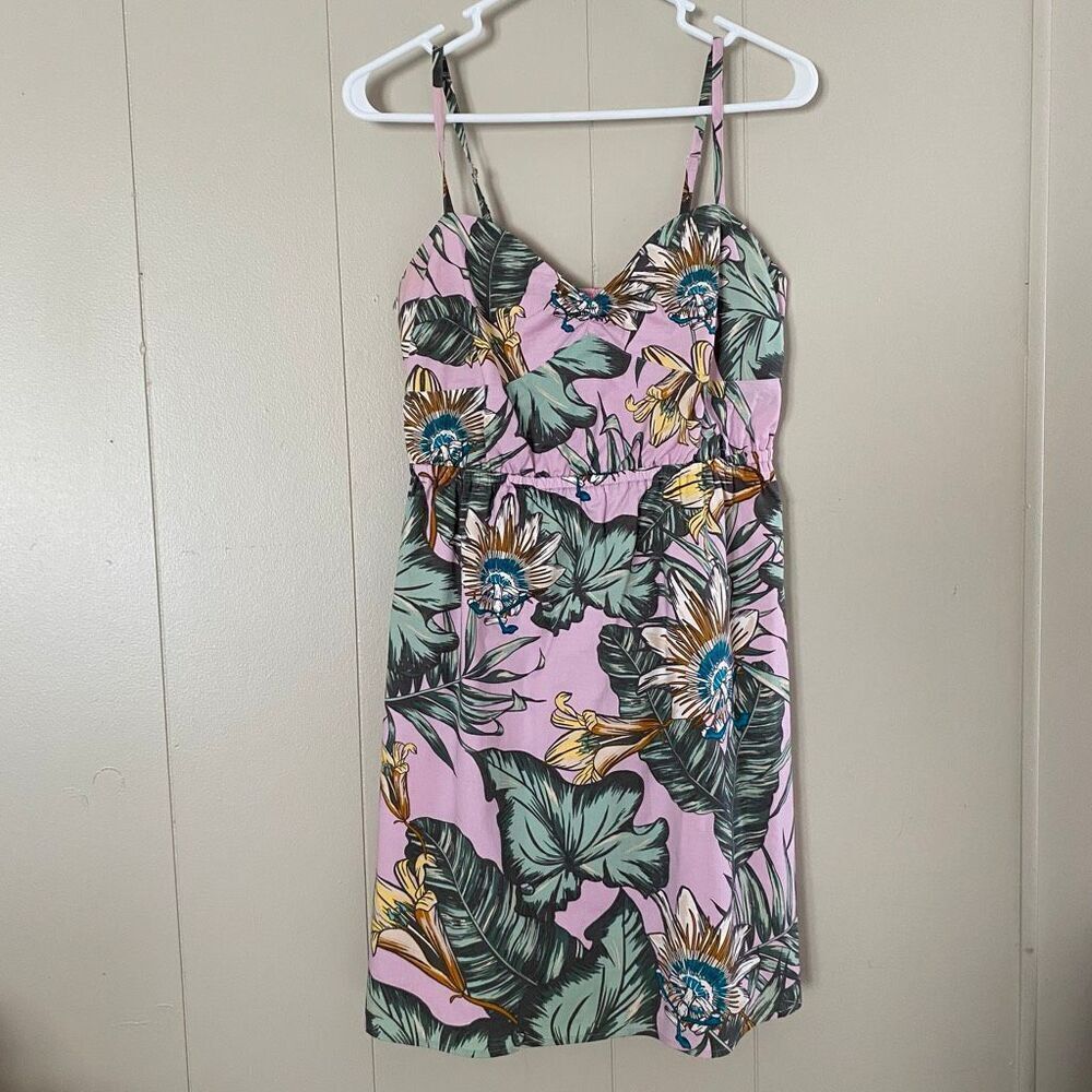 J.Crew Floral Sundress Small Pink Tropical Print Spaghetti Strap Summer Dress